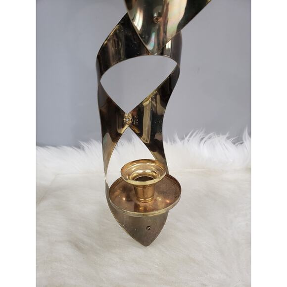 Vintage MCM Mascot Brass‎ Swag Hanging Chandelier Candle Holder Abstract - Picture 4 of 7